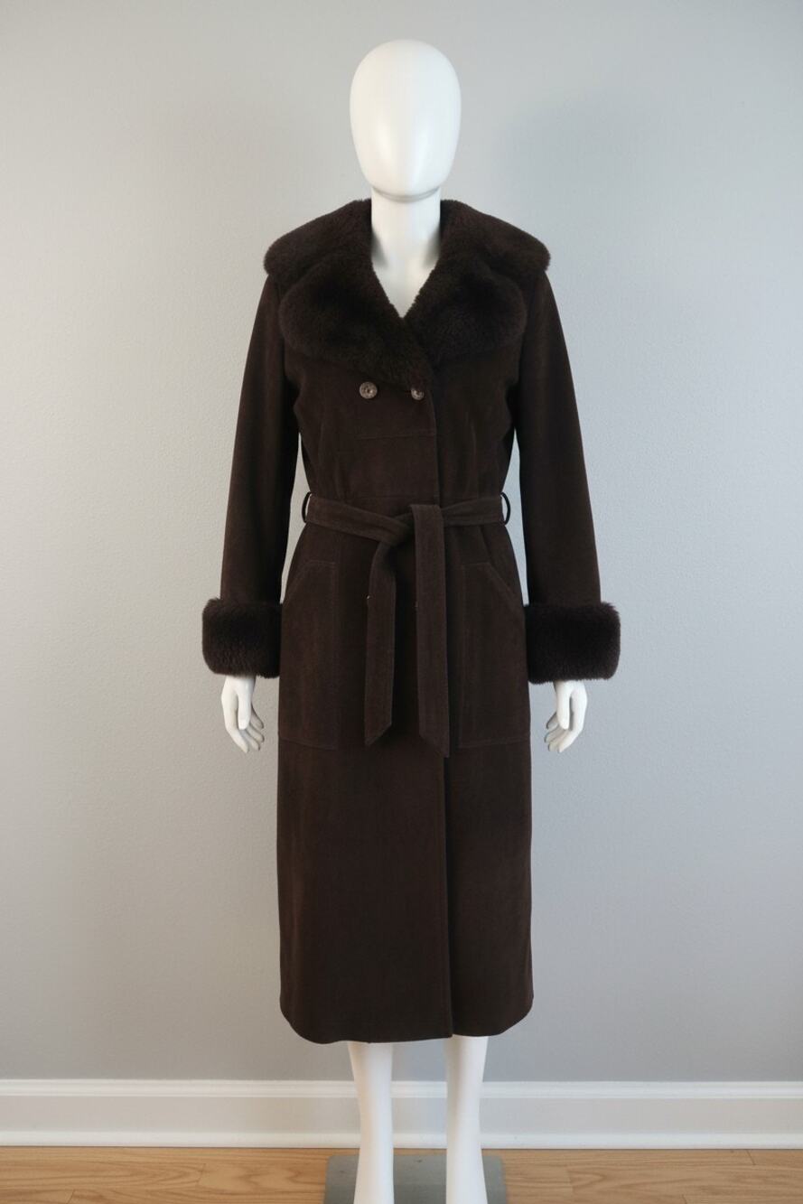 Vintage 70s A&F Originals Suede Leather Penny Lane Coat Brown USA